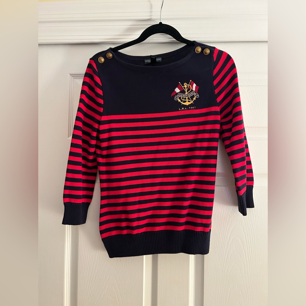 Ralph Lauren navy and red sweater!